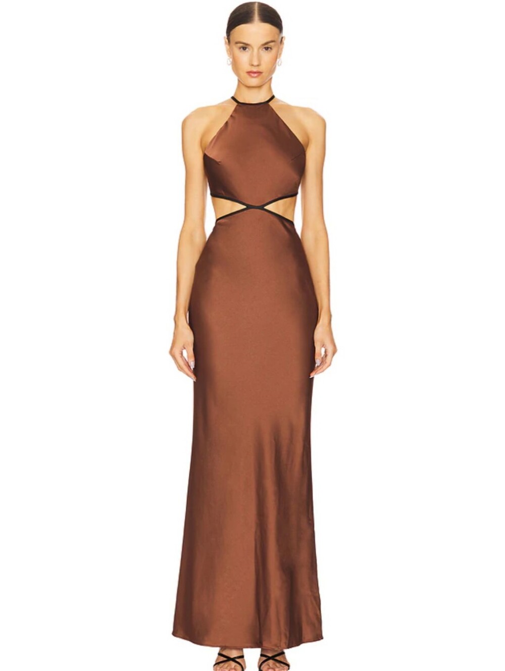 Misha Edem Backless Silk Maxi Dress Brown | Fall wedding  Size S